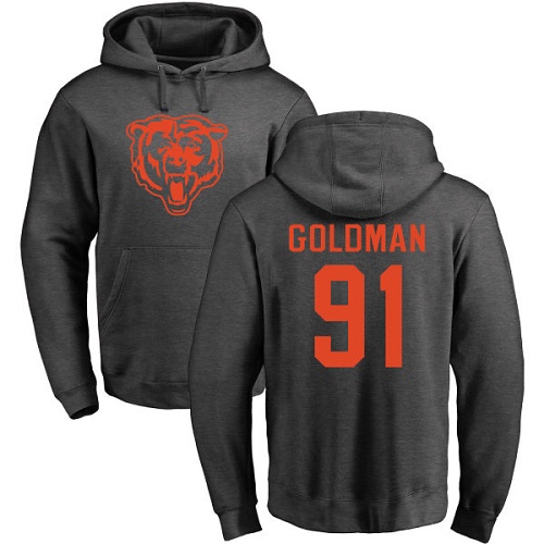 Chicago Bears Men Ash Eddie Goldman One Color NFL Football 91 Pullover Hoodie Sweatshirts